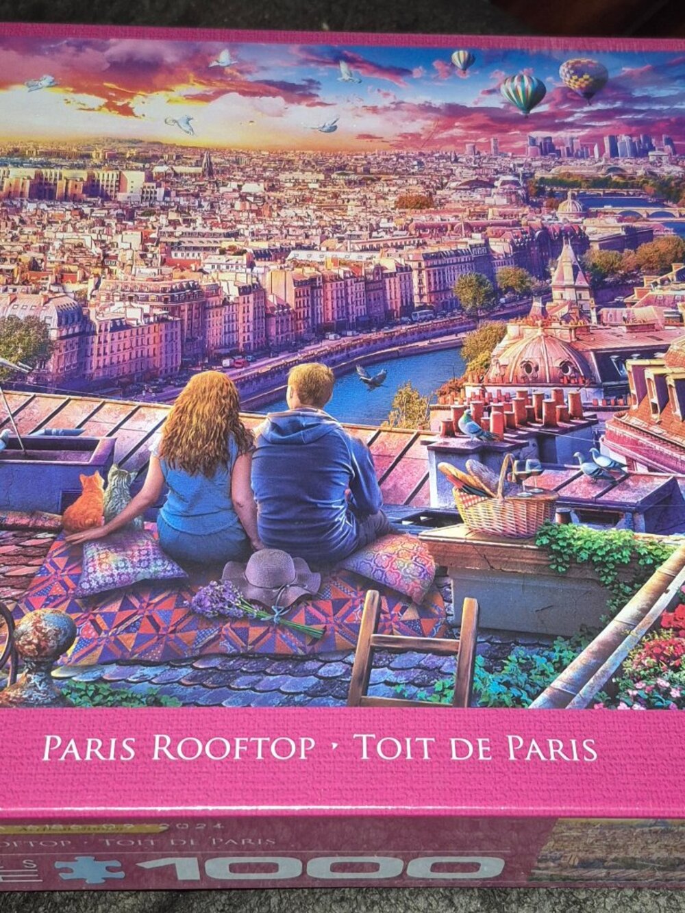 Eurographics 1000 Piece Jigsaw Puzzle Paris Rooftop Eiffel Tower Seine Balloons